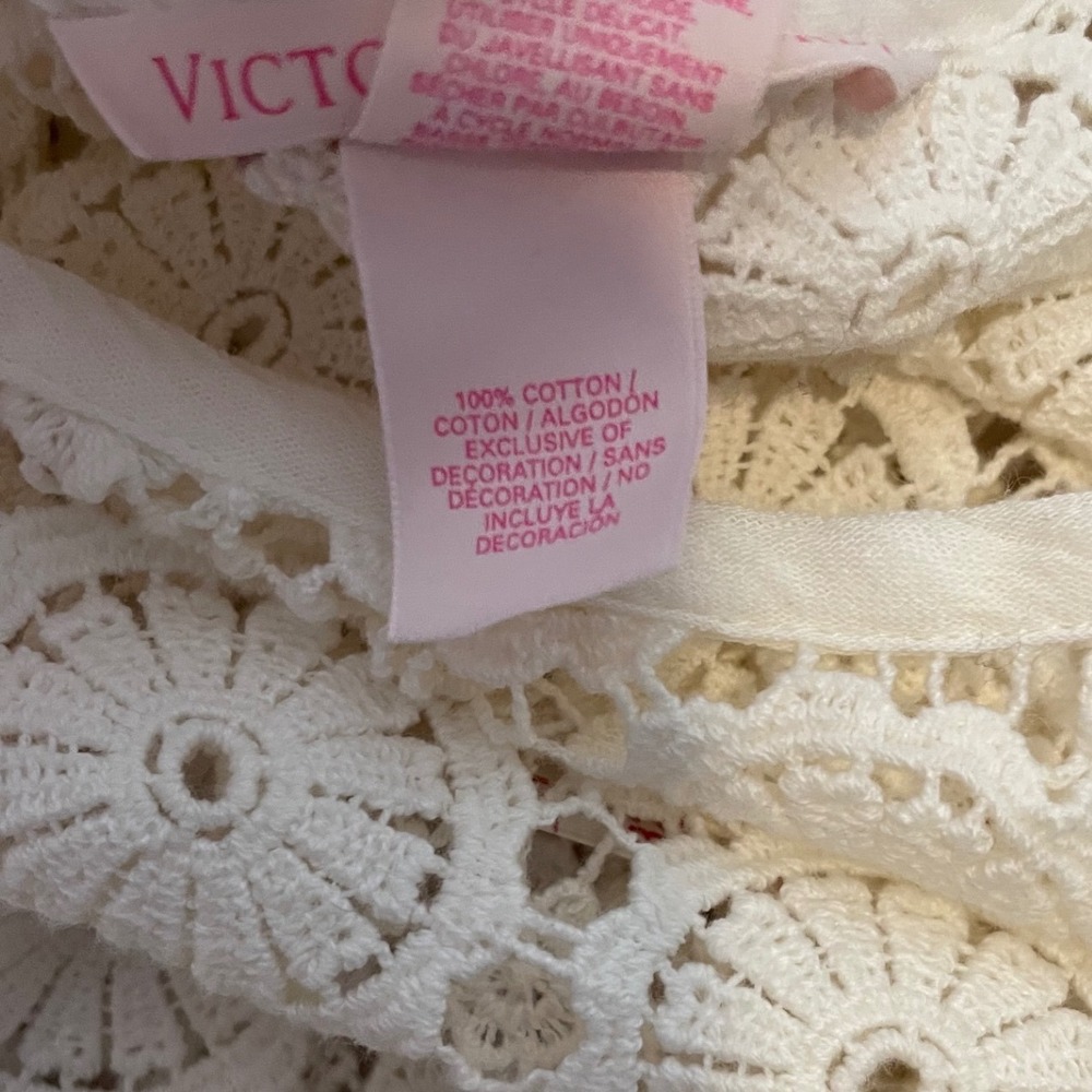 Victoria's Secret Ivory Crochet Lace Swim Cover Up Dress Lace Up Back Small - Picture 5 of 8